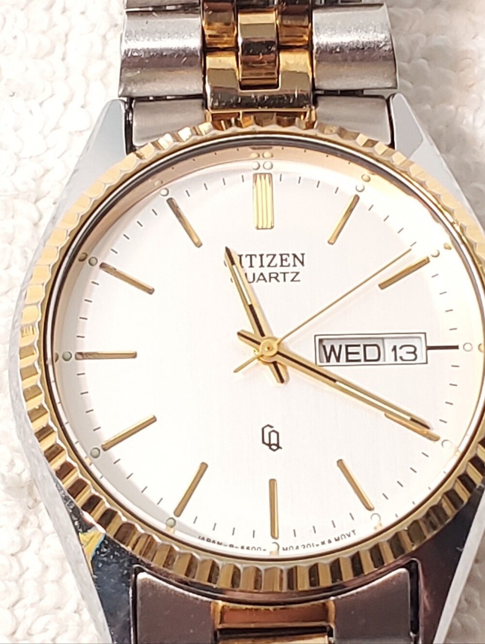 Citizen CQ Presidential Vintage Watch Silver Dial Day Date Two Tone Men's